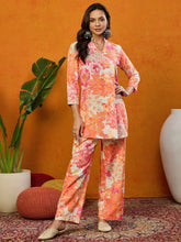 Cotton Printed Orange Indian Ethnic-VCORD1033